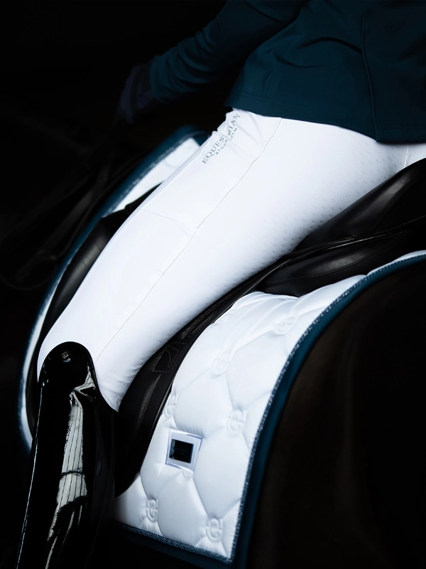 Dressage Saddle Pad White Blue Meadow