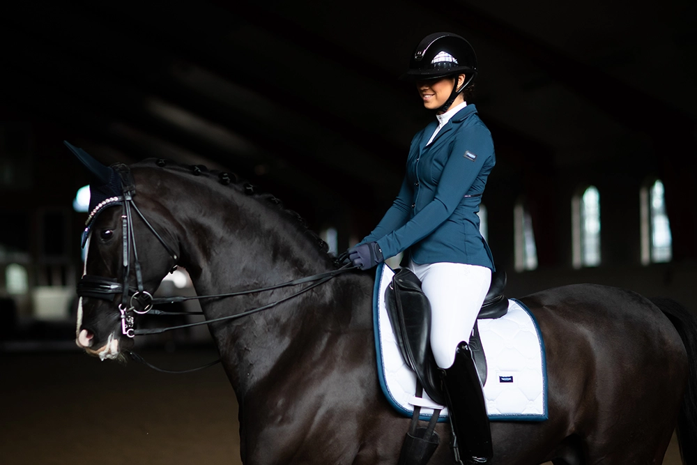 Dressage Saddle Pad White Blue Meadow