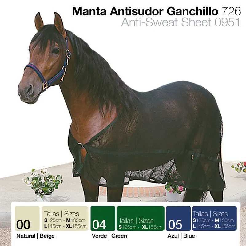 MANTA ANTISUDOR GANCHILLO 726 SOBRE UN CABALLO CASTAÑO