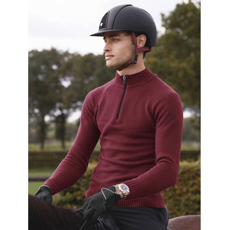 Knitted Half-Zip Top Men Bordeaux