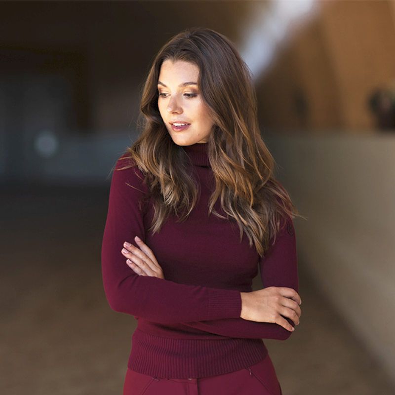 Knitted Polo Top Bordeaux