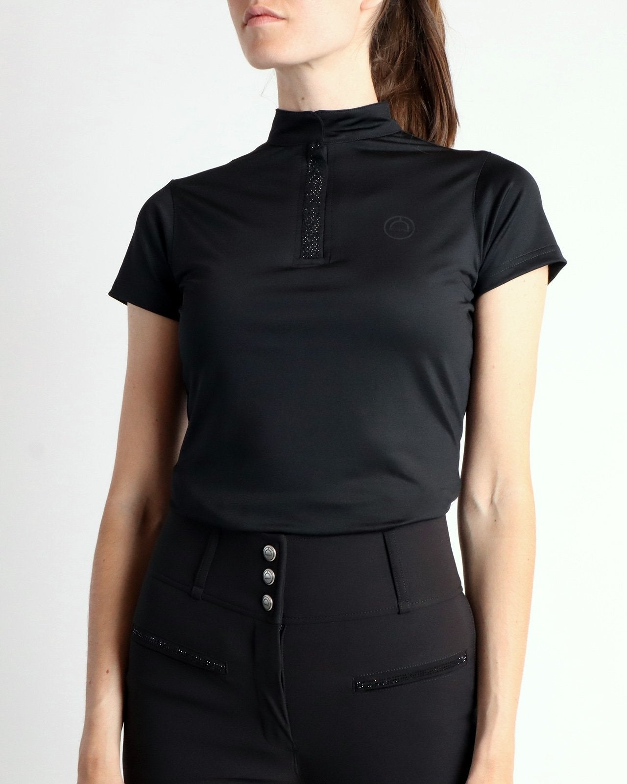 POLO BRIELLA CRISTAL MANGA CORTA NEGRO
