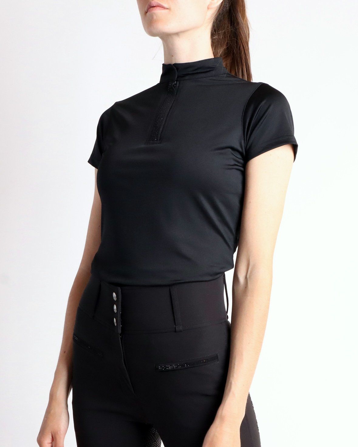 POLO BRIELLA CRISTAL MANGA CORTA NEGRO