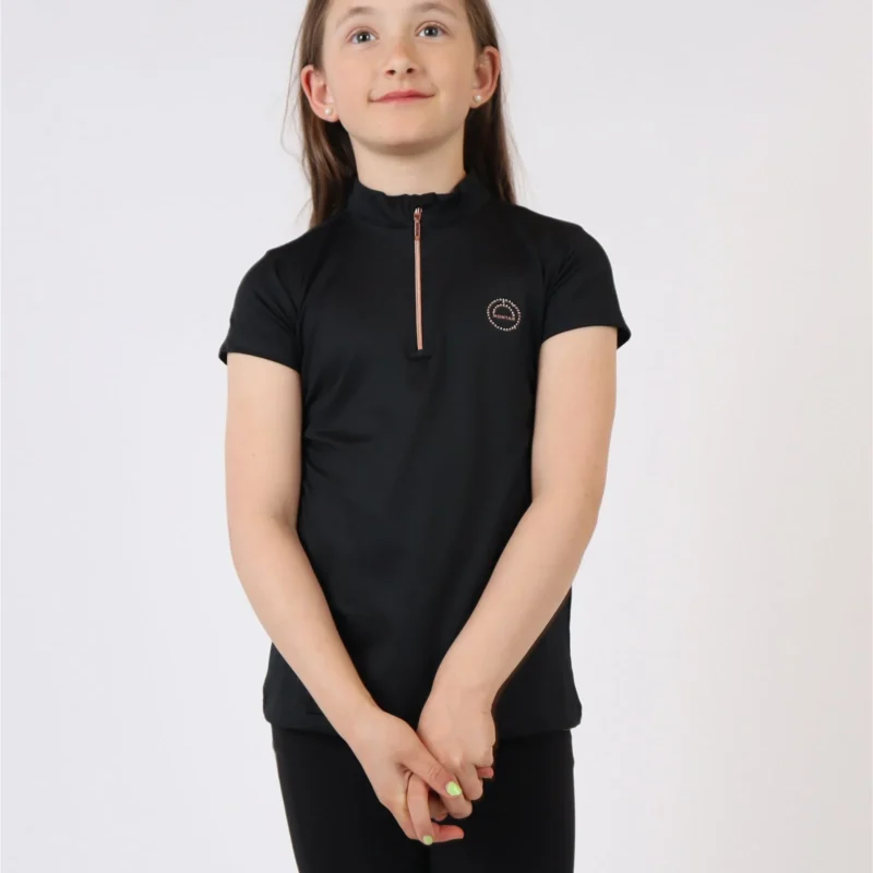 Polo Junior Everly Mon-Tech con Cristales Oro Rosado - Negro