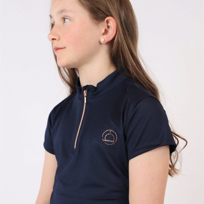 Polo Junior Everly Mon-Tech con Cristales Oro Rosado - Azul Marino